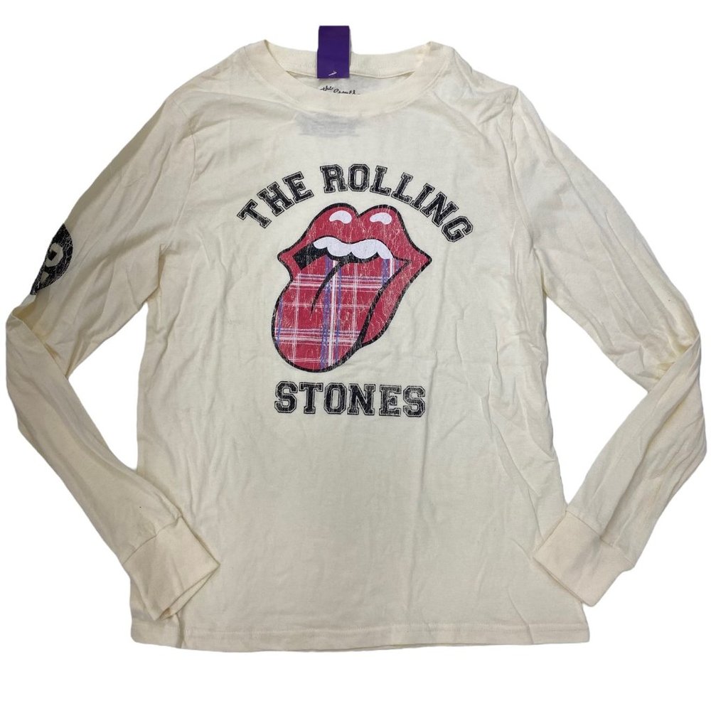 The Rolling Stones Women's Long Sleeve Graphic T-Shirt 72 Plaid Tongue Logo Tee - Picture 11 of 12